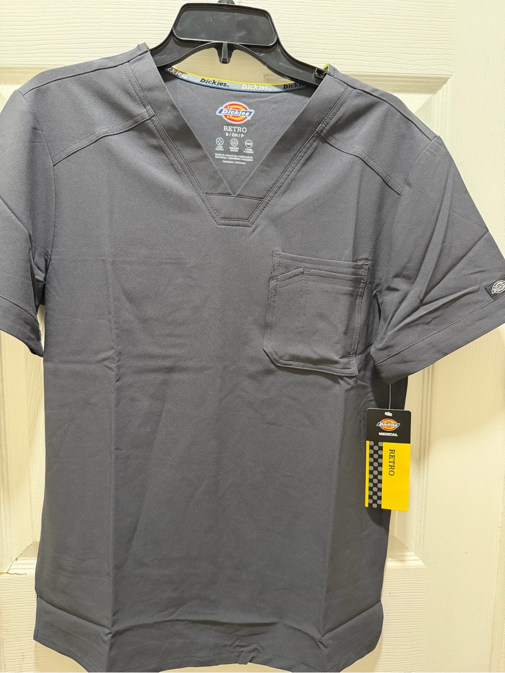 Dickies Men’s Retro V-Neck Pocket Tee — Charcoal Gray